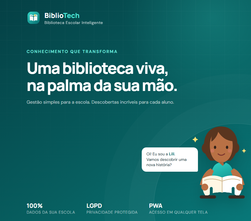 Página do BiblioTech, sistema de Biblioteca Escolar Inteligente